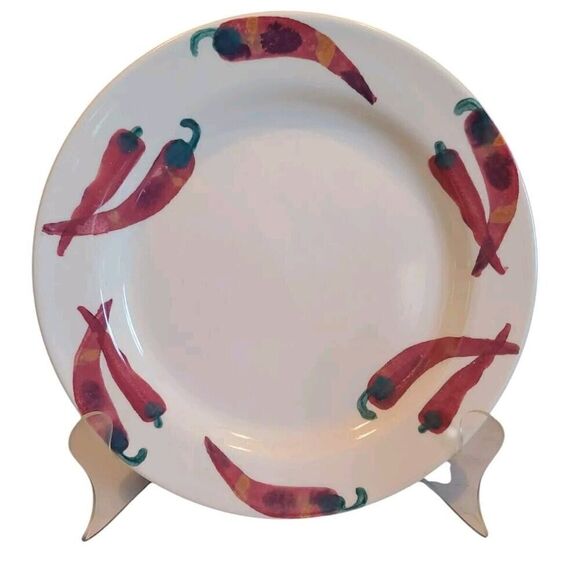 Hartstone Pottery Handpainted Cheli Peppers 11.25" Dinner Plate Signed EUC (1) - Picture 2 of 8